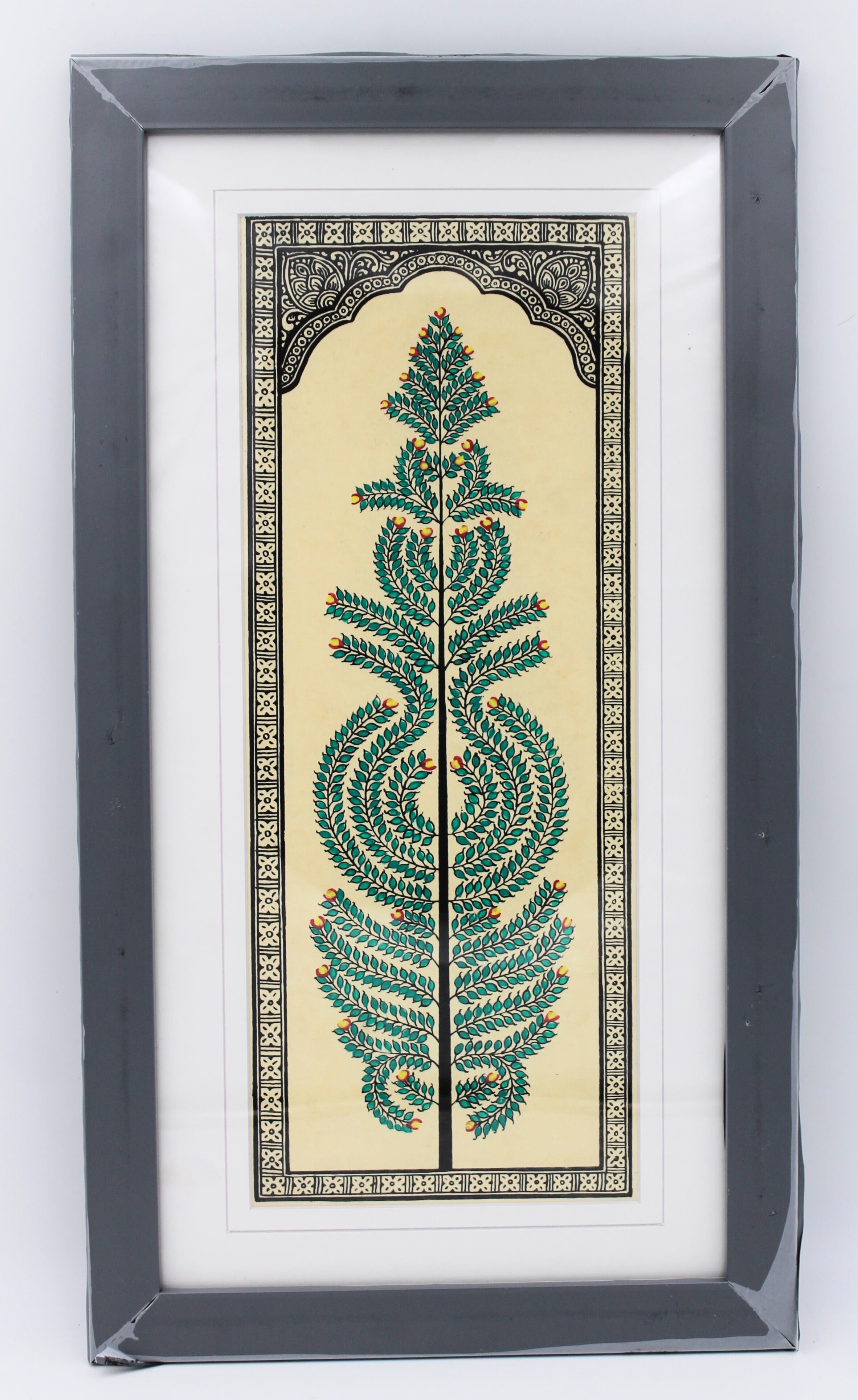 Framed Pattachitra Paintings – Tree of Life painted on Tussar silk with minimalistic design | Handmade and Timeless